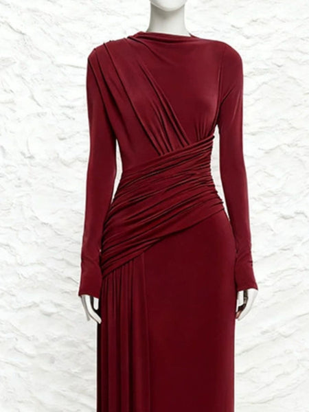 Ruched Long Sleeve Maxi Dress - alternate view 11