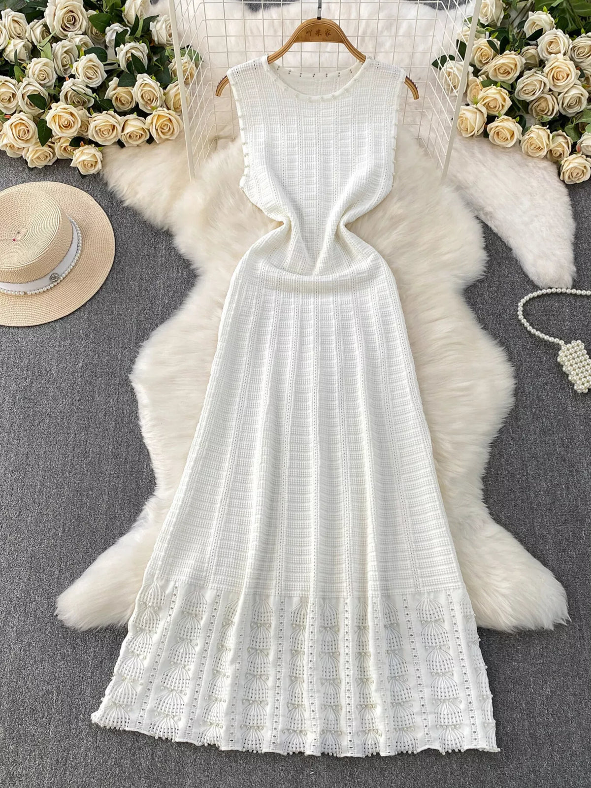 Textured Knit Sleeveless Midi Dress - alternate view 17