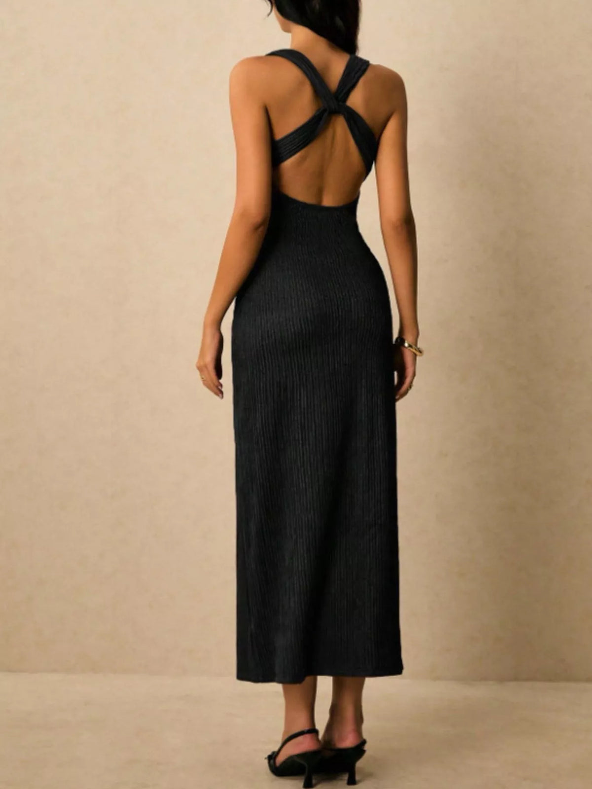 Sleeveless Ribbed Knit Midi Dress - alternate view 13