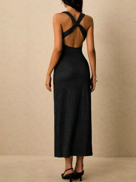 Sleeveless Ribbed Knit Midi Dress - alternate view 13