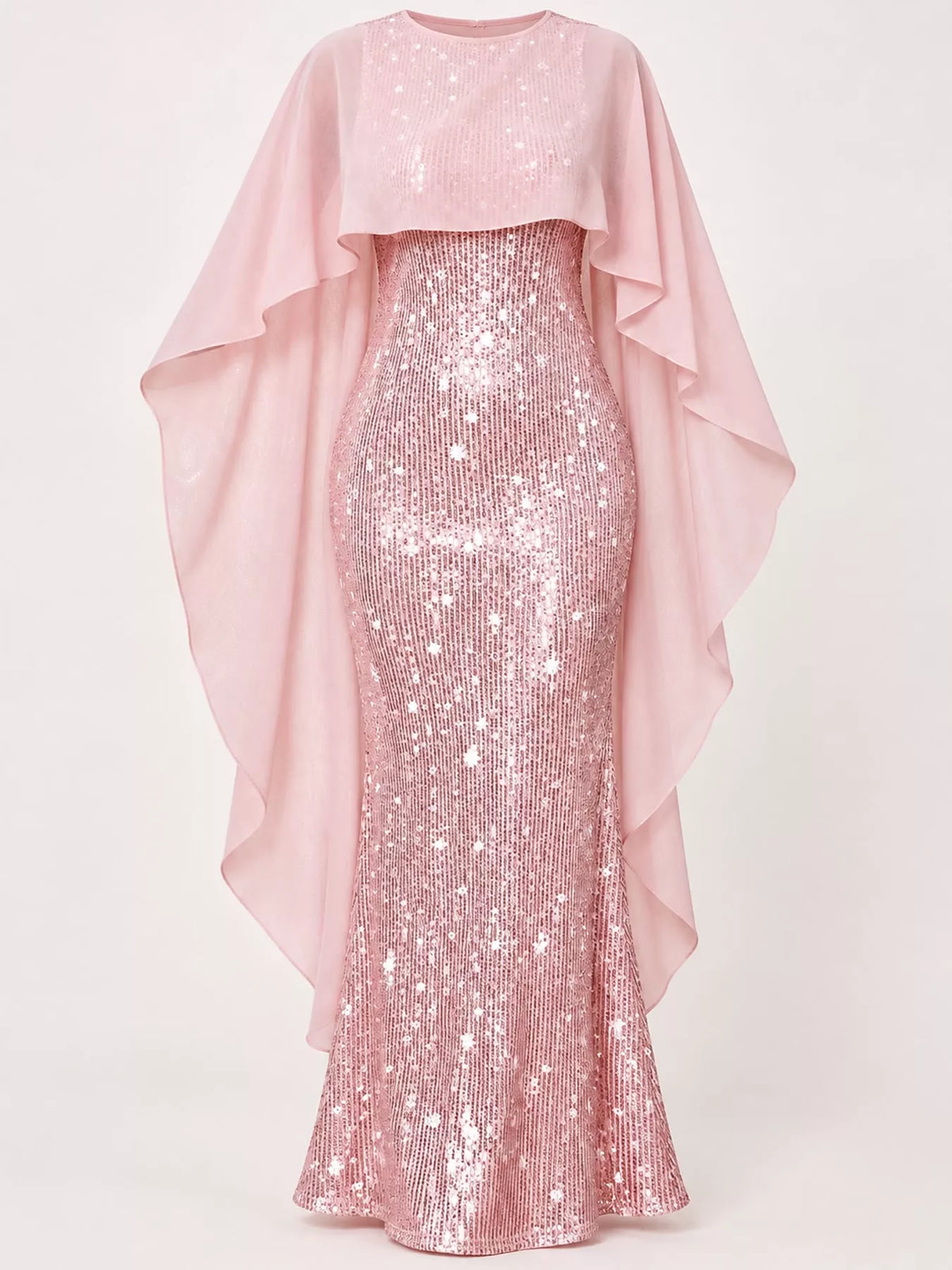Sequin Cape Overlay Evening Dress - alternate view 8