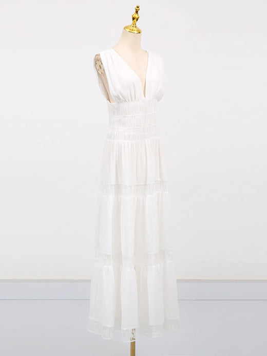 Tiered V-Neck Sleeveless Maxi Dress - alternate view 6