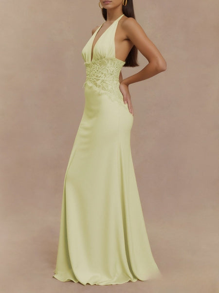 Halter Neck Lace Trimmed Maxi Dress - alternate view 15