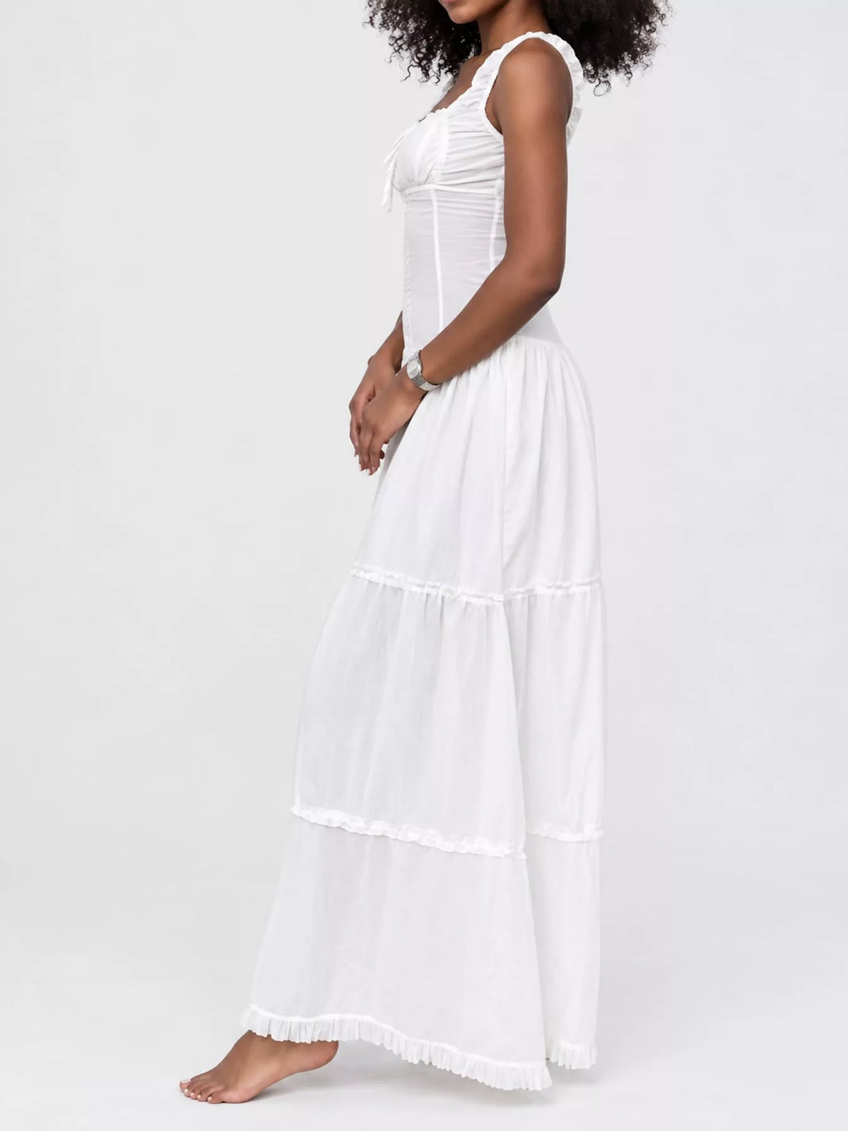 Ruffled Square Neck Tiered Maxi Dress - alternate view 3