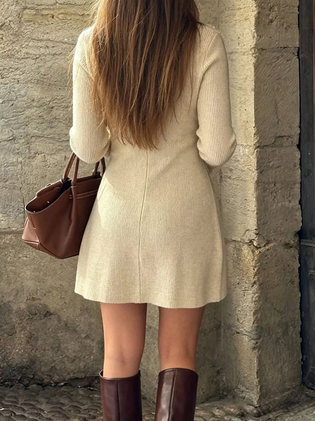 Ribbed Knit Button-Down Sweater Dress - alternate view 5