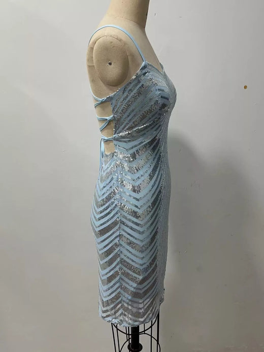 Sequin Embellished Bodycon Sleeveless Mini Dress - alternate view 4