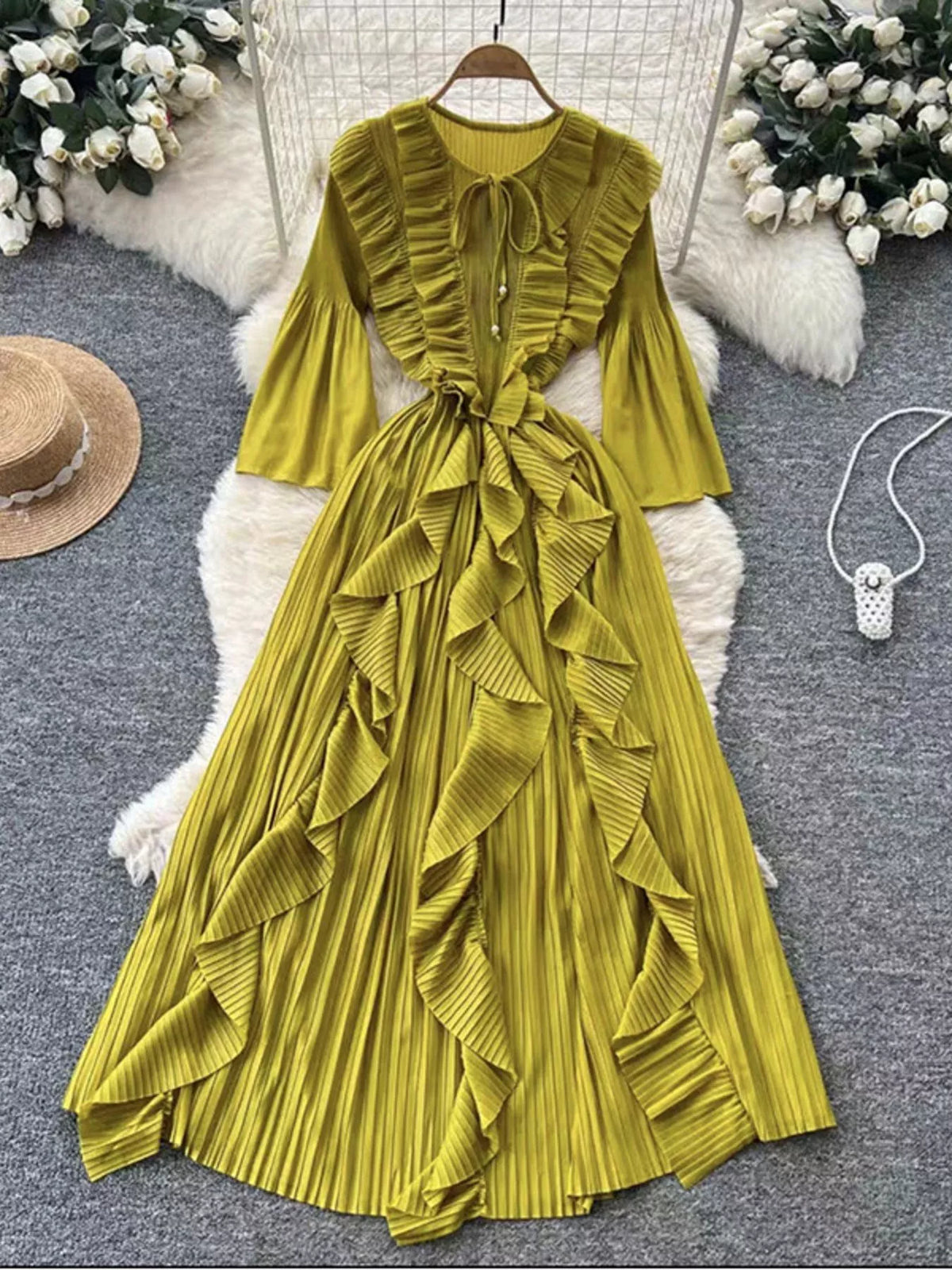 Ruffled A-Line Midi Dress - alternate view 5