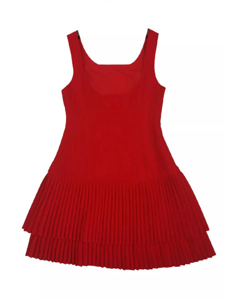 Square Neck Pleated Mini Dress - alternate view 12