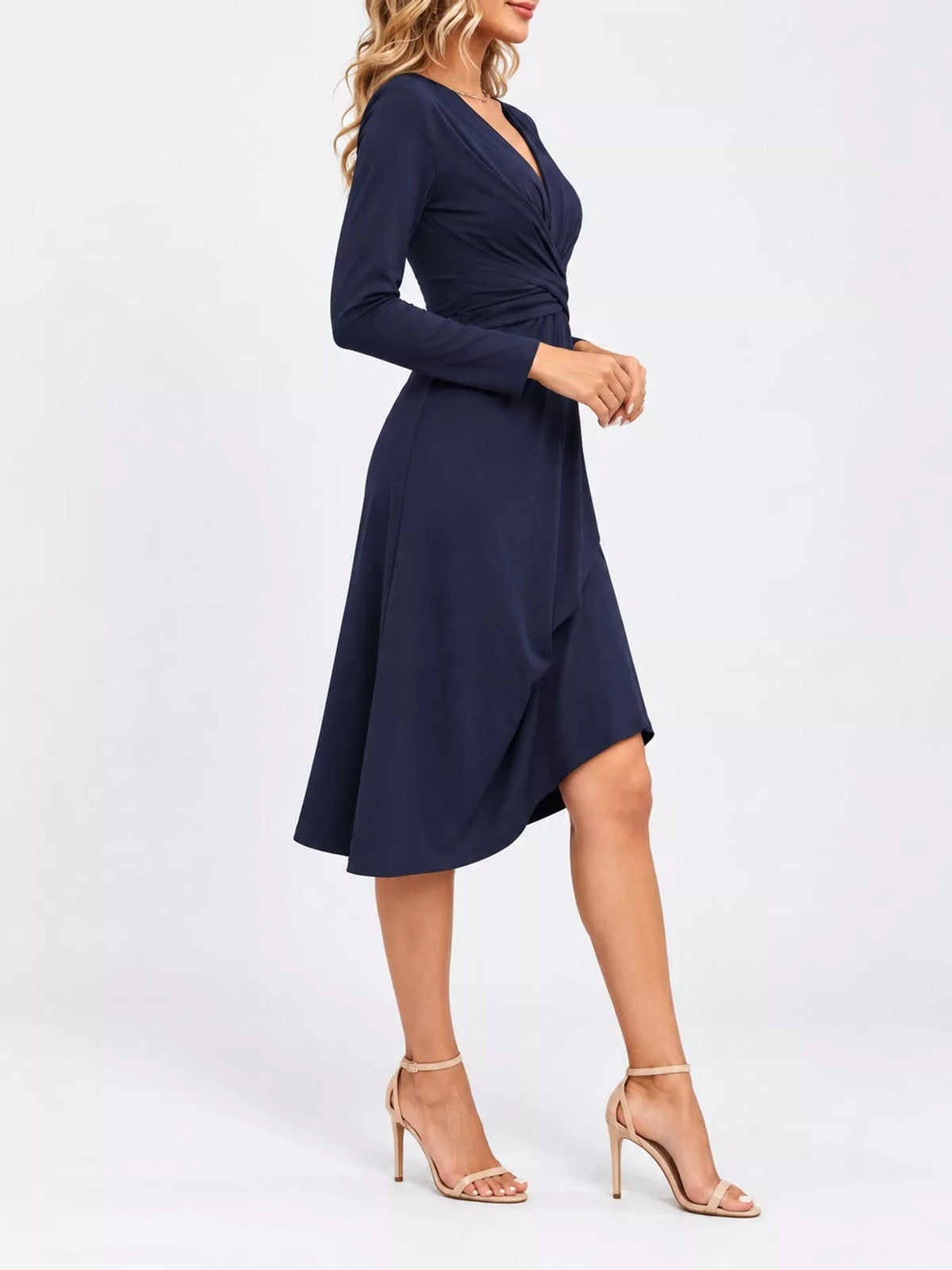 Full Size Ruched Front Midi Dress Plus Size - alternate view 12