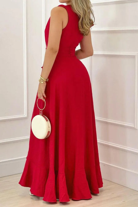 Ruffled Plunge Sleeveless Maxi Dress - alternate view 5