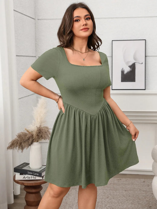 Square Neck Short Sleeve Mini Dress - alternate view 3