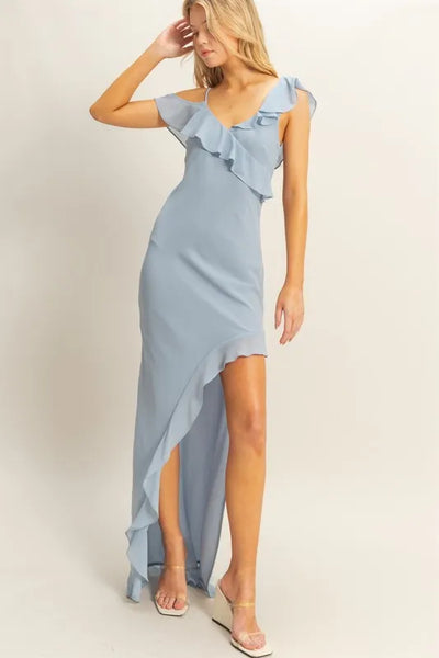 Chiffon Ruffle Trim Midi Dress - alternate view 5