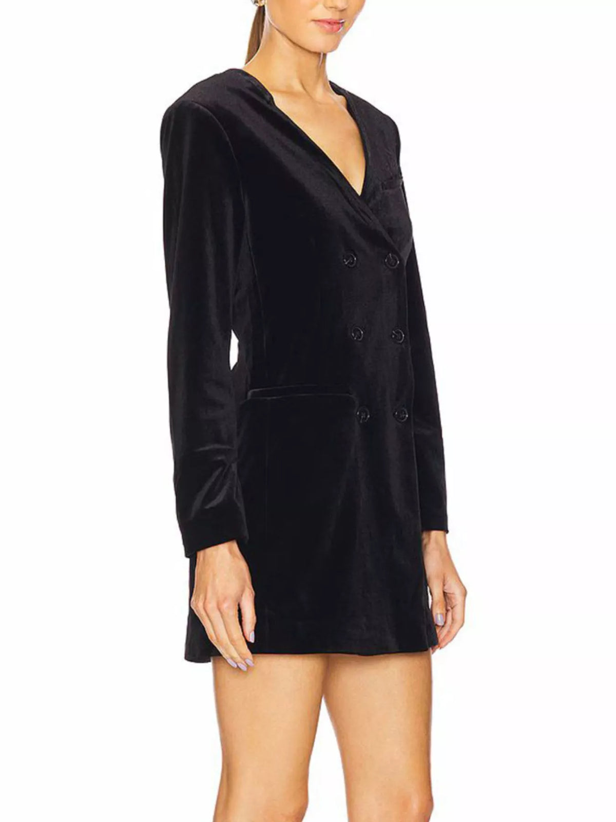 Velvet Double-Breasted Blazer Dress - alternate view 6