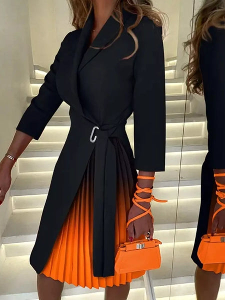 Blazer Style Pleated Midi Dress - alternate view 9