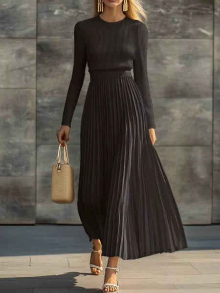 Ribbed Knit Pleated Midi Dress - alternate view 4