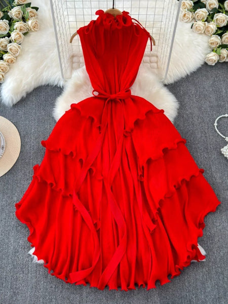 Ruffled Tiered Sleeveless Midi Dress - alternate view 18