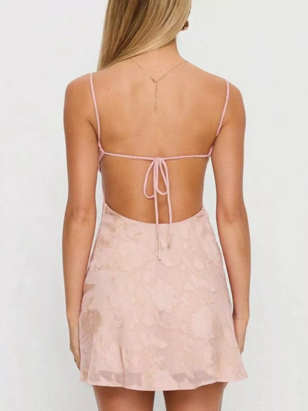 Backless Spaghetti Strap Mini Dress - alternate view 14