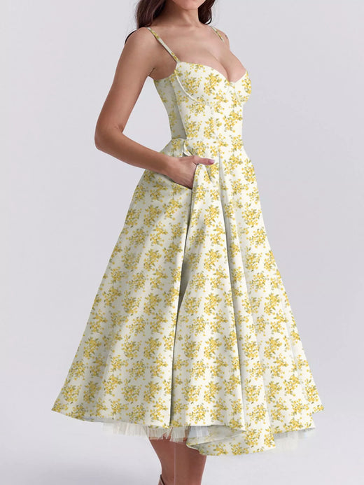 Sweetheart Neck A-Line Midi Dress - alternate view 4