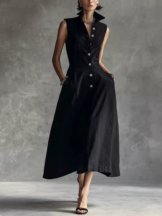 Sleeveless Button-Down Midi Shirt Dress - alternate view 2