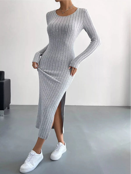 Side Slit Ribbed Knit Dress - alternate view 10