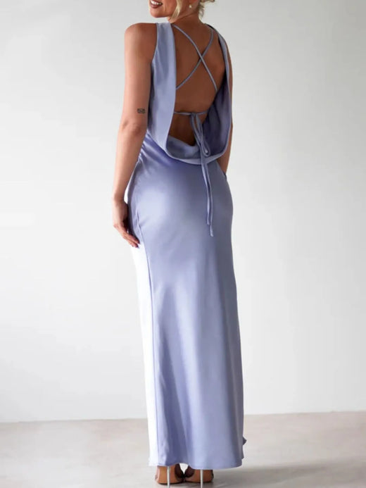 Satin Sleeveless Maxi Dress - alternate view 6