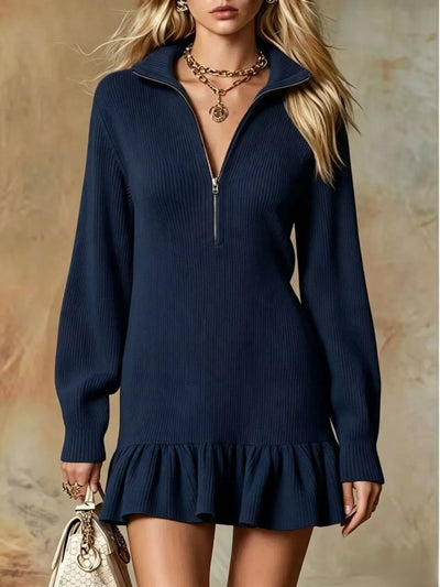 Ruffle Hem Half Zip Dress - alternate view 13