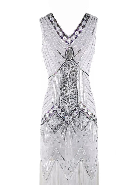 Full Size Sequin Fringe Hem Sleeveless Dress Plus Size - alternate view 5