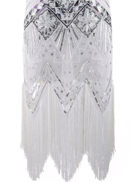 Full Size Sequin Fringe Hem Sleeveless Dress Plus Size - alternate view 7