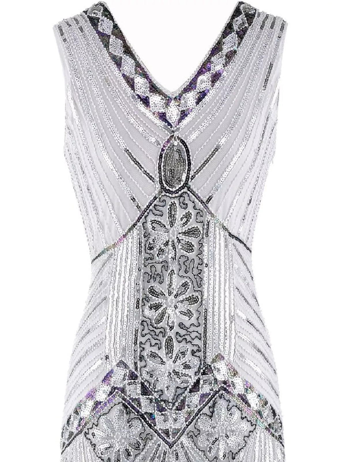 Full Size Sequin Fringe Hem Sleeveless Dress Plus Size - alternate view 6