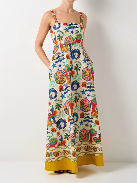 Printed Square Neck Maxi Dress - alternate view 4