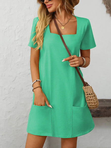 Mandy Square Neck Short Sleeve Mini Dress - alternate view 25