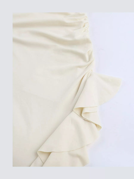 One-Shoulder Ruched Ruffle Hem Maxi Dress - alternate view 7