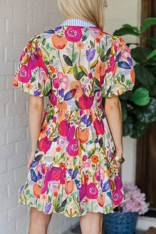 Floral Print Tiered Mini Dress - alternate view 2