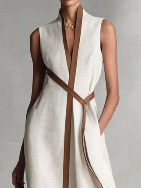 Full Size Sleeveless Wrap Maxi Dress with Contrast Trim Plus Size - alternate view 2
