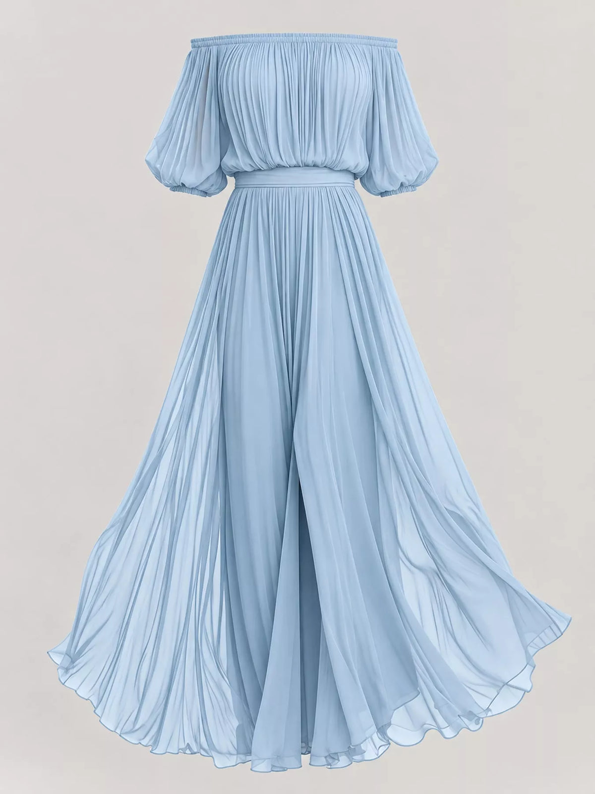 Full Size Off-Shoulder Ruched Chiffon Maxi Dress Plus Size - alternate view 14