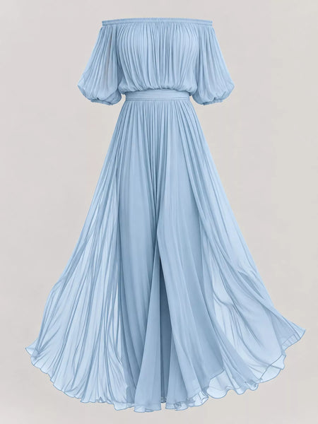 Full Size Off-Shoulder Ruched Chiffon Maxi Dress Plus Size - alternate view 14