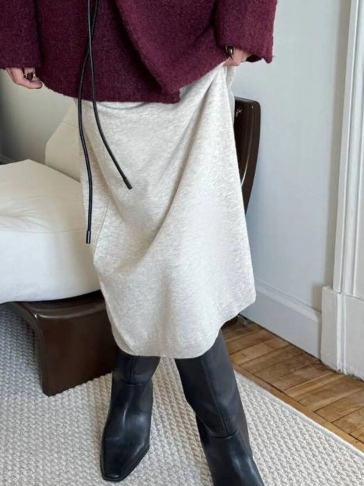 Long Sleeve Collared Neck Knit Dress - alternate view 15