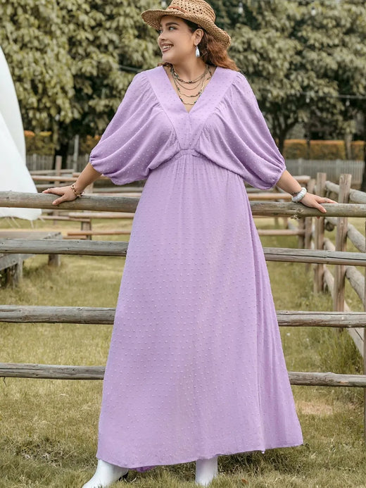Swiss Dot V-Neck Midi Dress - alternate view 6