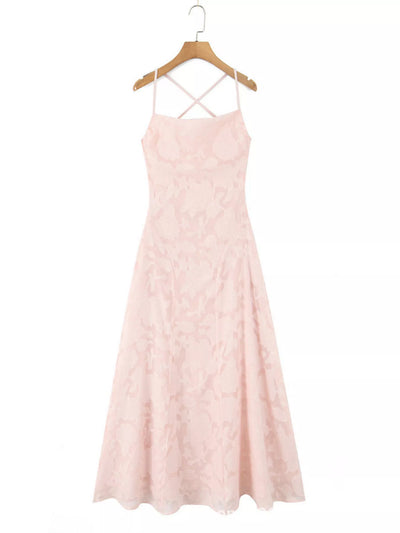 Lace Up Back Spaghetti Strap Maxi Dress - alternate view 5