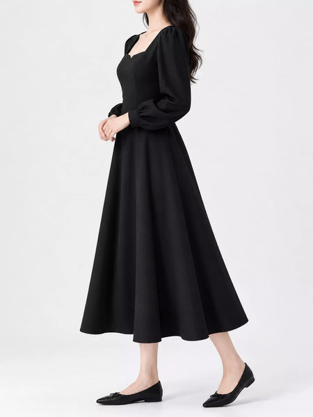 Full Size Long Sleeve A-Line Midi Dress Plus Size - alternate view 7