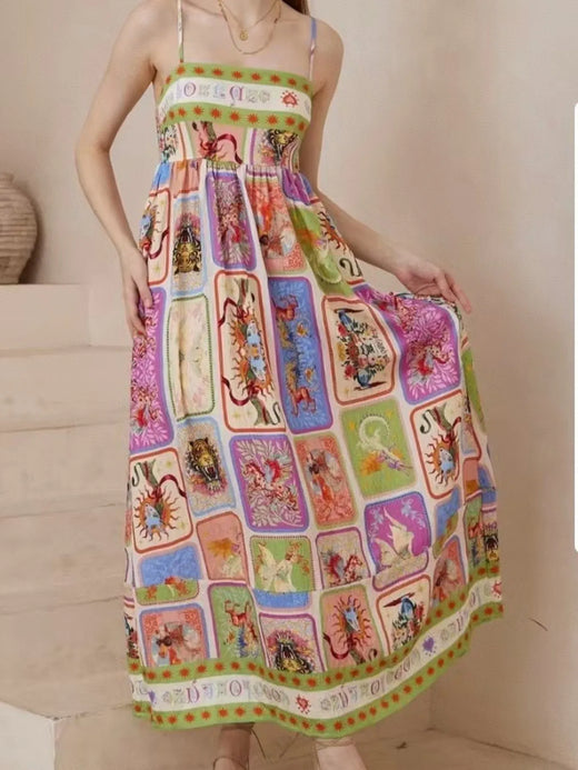 Printed Square Neck Cami Dress - alternate view 3