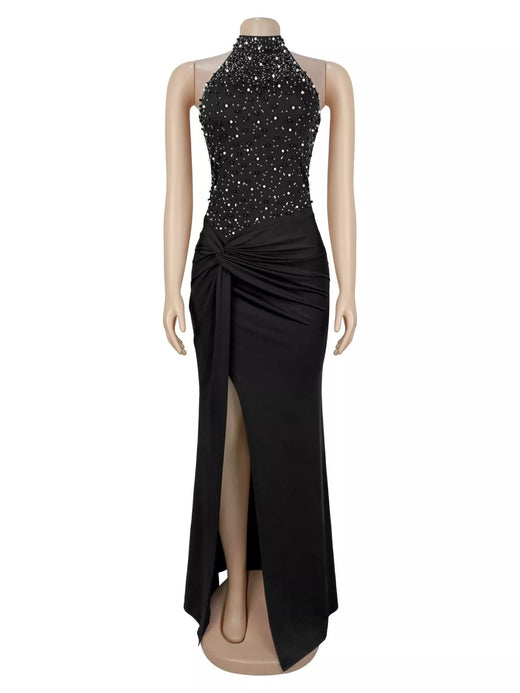 Slit Rhinestone Sleeveless Maxi Dress - alternate view 5