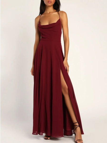 Slit Cowl Neck Maxi Dress - alternate view 5