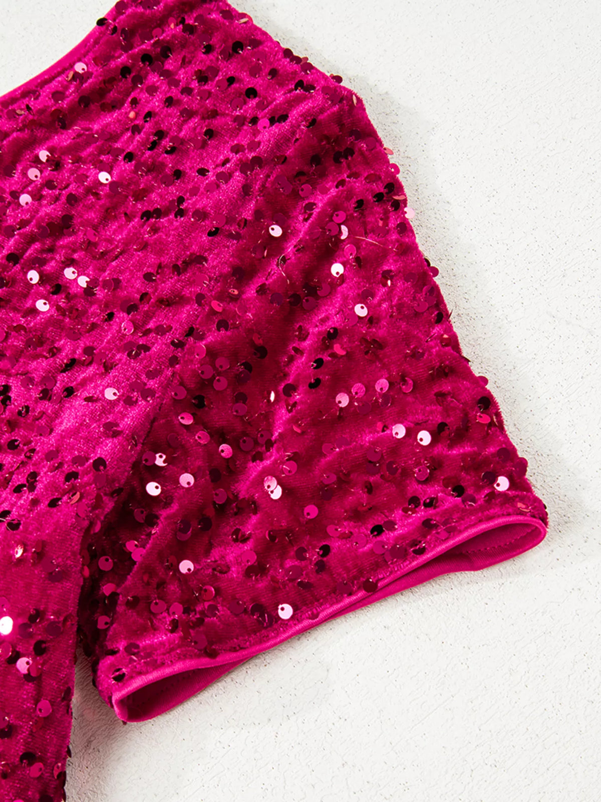 Sequin One-Shoulder Dress with High Slit - alternate view 5