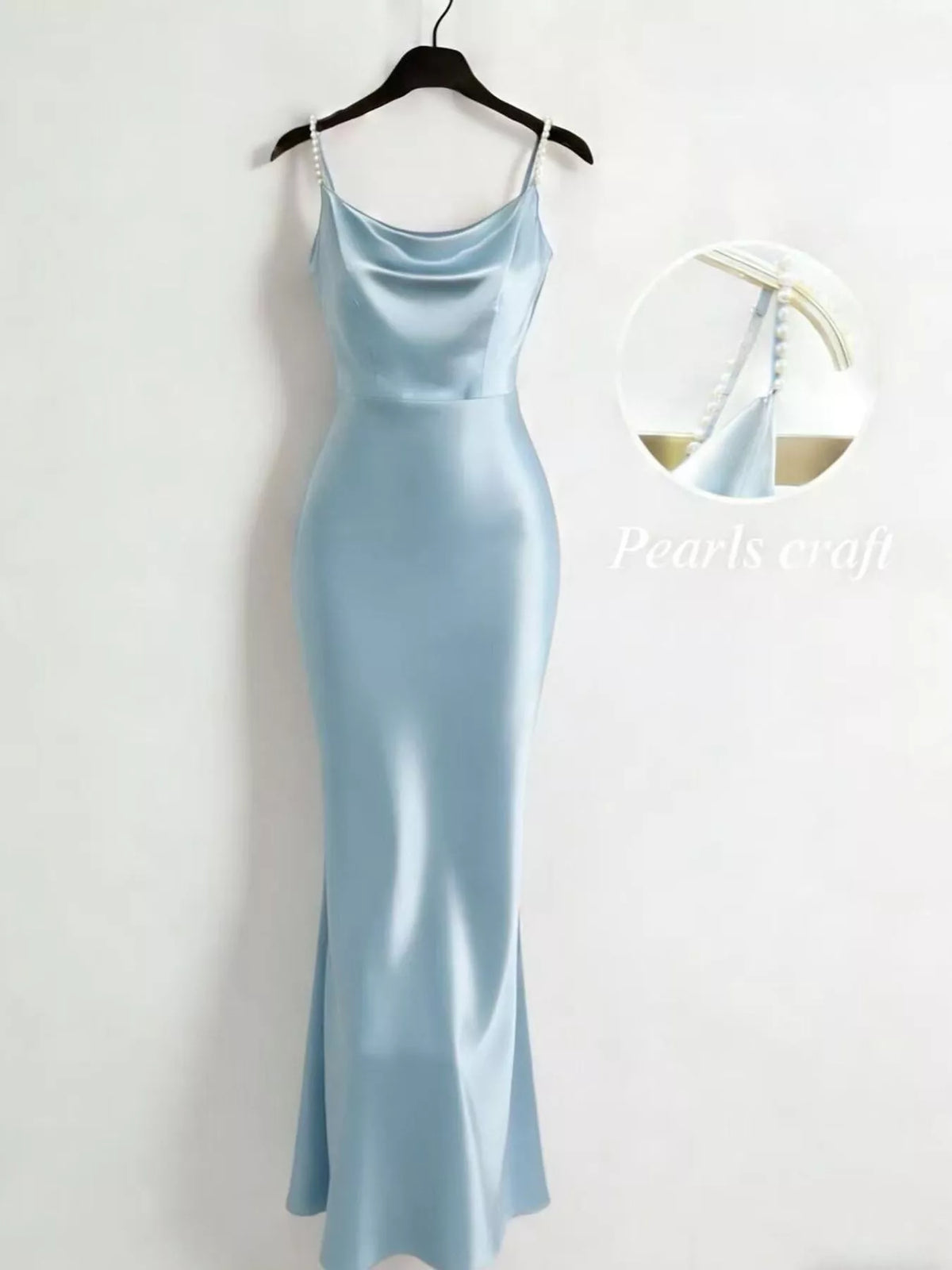 Pearl Strap Cowl Neck Satin Maxi Dress - alternate view 6
