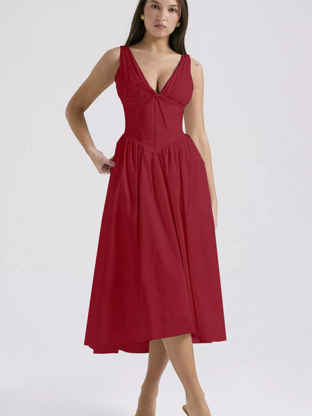 V-Neck Sleeveless Midi Dress - alternate view 15