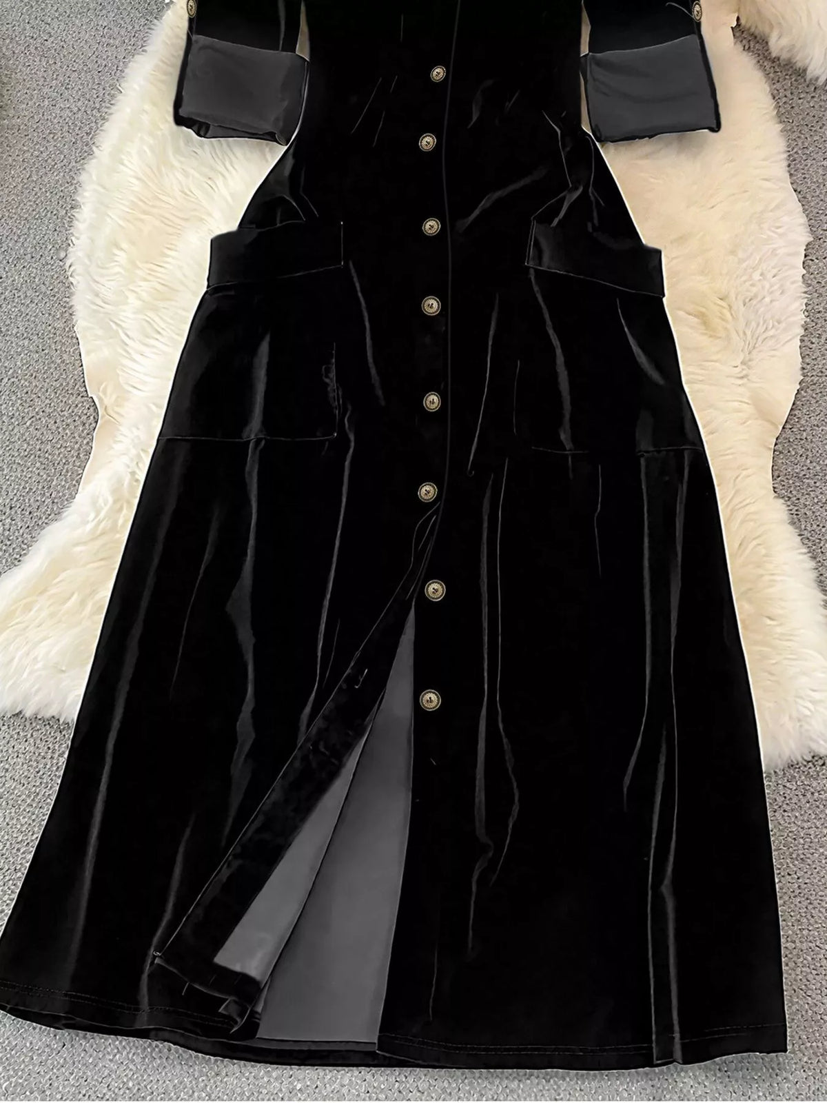 Velvet Button-Down Midi Dress - alternate view 4