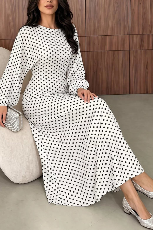 Polka Dot Long Sleeve Maxi Dress - alternate view 5
