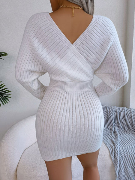 Rib-Knit Dolman Sleeve Sweater Dress - alternate view 2