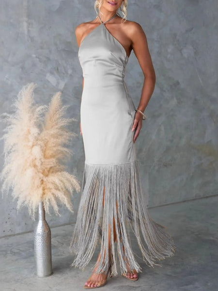Fringe Halter Neck Sleeveless Dress - alternate view 10